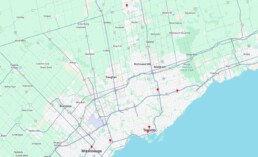 Studio Dental locations on map Mississauga, Toronto, Scarborough, <em>&</em> Etobicoke Canada