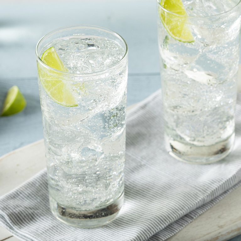 Refreshing Hard Sparkling Water with a Lime Garnish